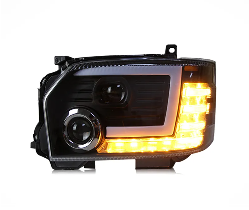 Toyota Hiace 2014-2019 Lo/Hi Beam Projector Black Sequential Indicator LED DRL Halo Headlights - Dan's Custom Car Lights