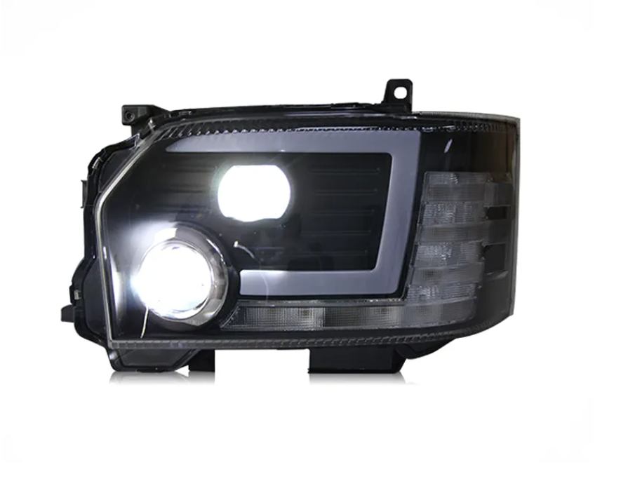 Toyota Hiace 2014-2019 Lo/Hi Beam Projector Black Sequential Indicator LED DRL Halo Headlights - Dan's Custom Car Lights