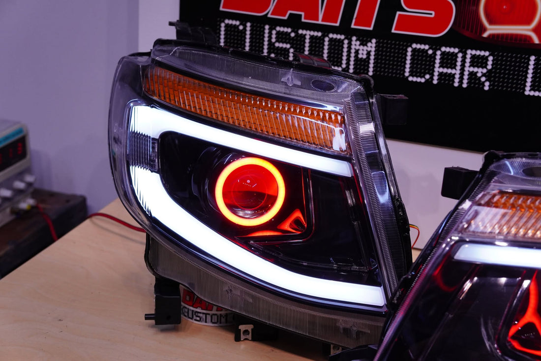 Ford Ranger PX1 DRL Style Headlights with Multicoloured Halo Rings