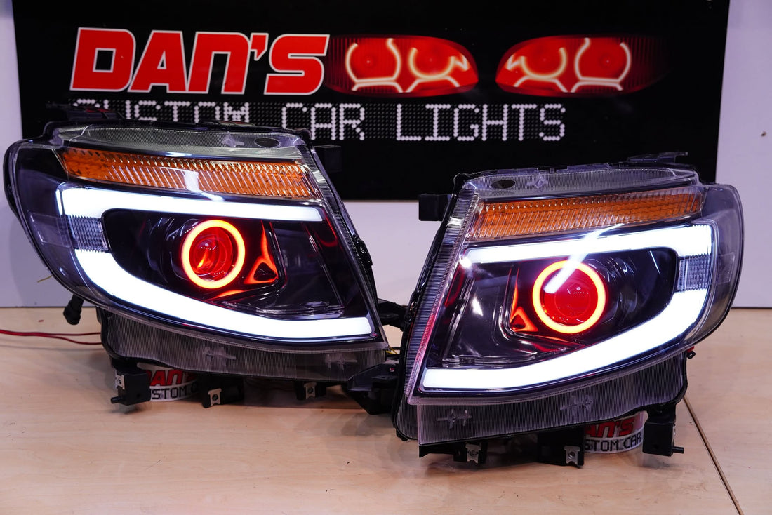 Ford Ranger PX1 DRL Style Headlights with Multicoloured Halo Rings