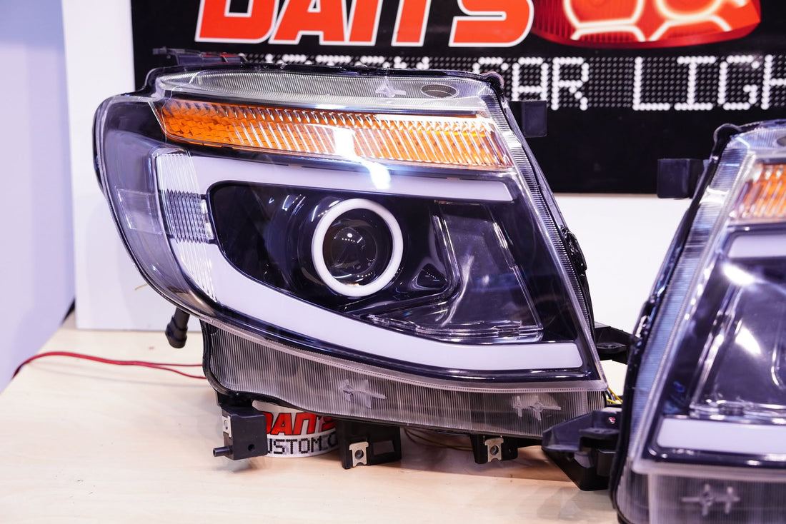 Ford Ranger PX1 DRL Style Headlights with Multicoloured Halo Rings