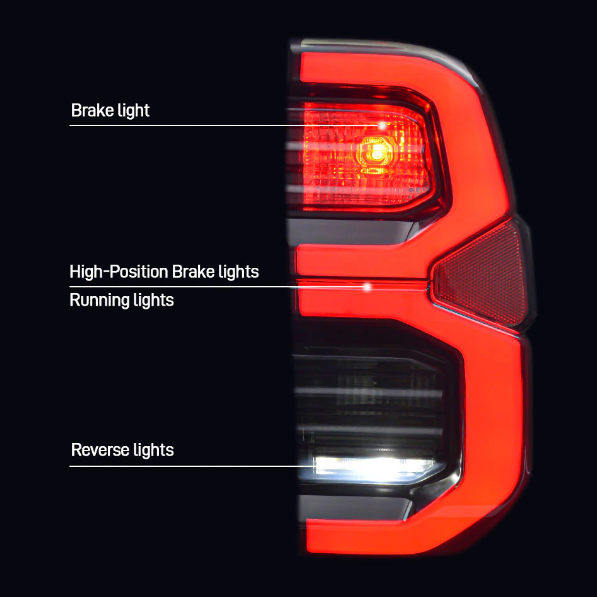 Toyota Hilux N80 SR5 GUN 2015-21 LED Tail Lights Red OR Smoked - Dan's Custom Car Lights