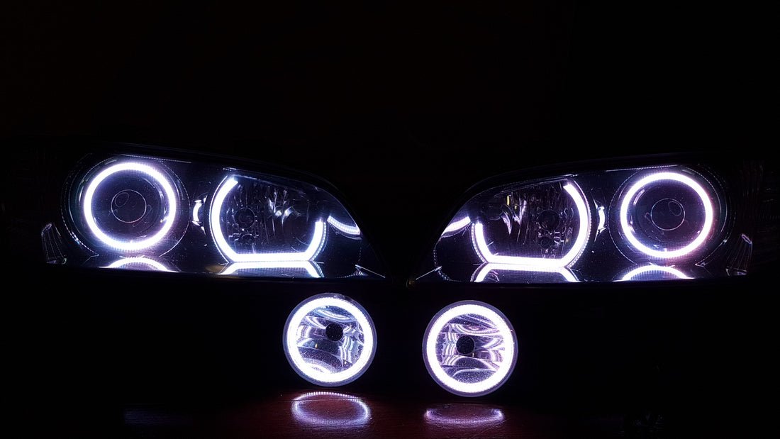 Holden VE Commodore S1 SSV Headlights with Quad RGB Halos and Matching Foglights - Dan's Custom Car Lights