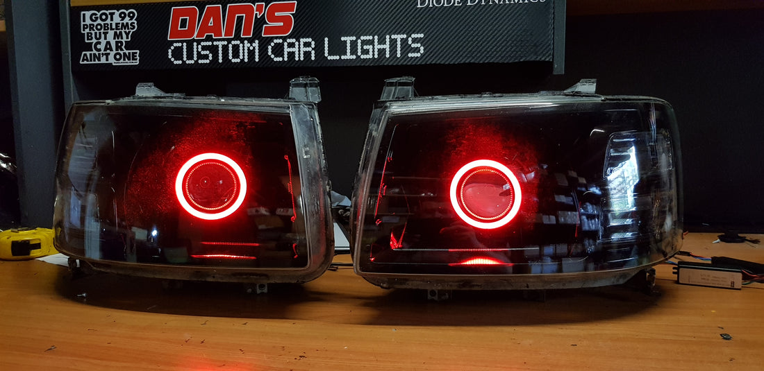 Ford RANGER PJ with Projectors and Multicoloured Halo rings - Dan's Custom Car Lights