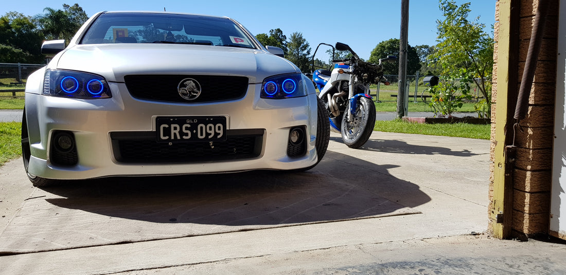 Holden VE Commodore S2 SSV Headlights with Quad RGB Halo Rings and Quad Projectors - Dan's Custom Car Lights