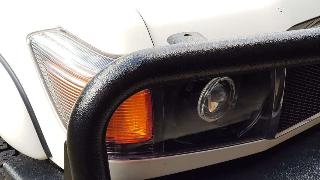 Toyota Landcruiser 76 77 78 and 79 series Headlights w/ White/Amber Halorings - Dan's Custom Car Lights