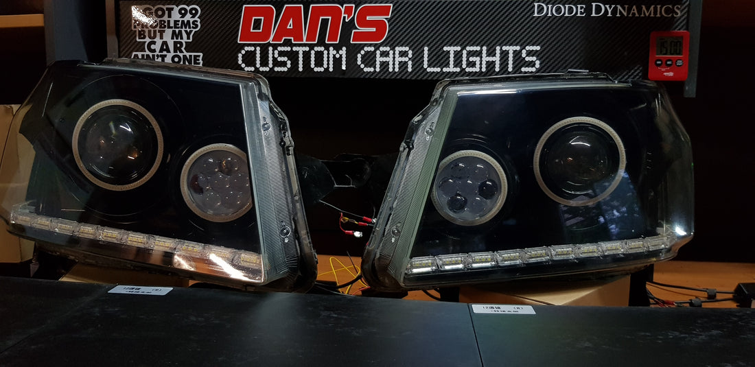 Holden RC Colorado Headlights with LED Devil Eyes Projectors, Multicoloured Halo Rings and DRL - Dan's Custom Car Lights