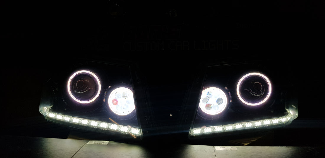 Holden RC Colorado Headlights with LED Devil Eyes Projectors, Multicoloured Halo Rings and DRL - Dan's Custom Car Lights