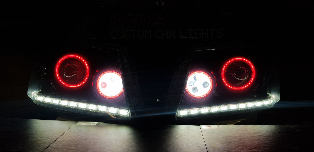 Holden RC Colorado Headlights with LED Devil Eyes Projectors, Multicoloured Halo Rings and DRL - Dan's Custom Car Lights