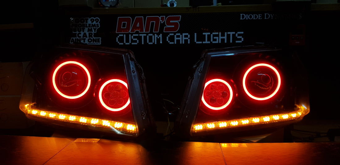 Holden RC Colorado Headlights with LED Devil Eyes Projectors, Multicoloured Halo Rings and DRL - Dan's Custom Car Lights