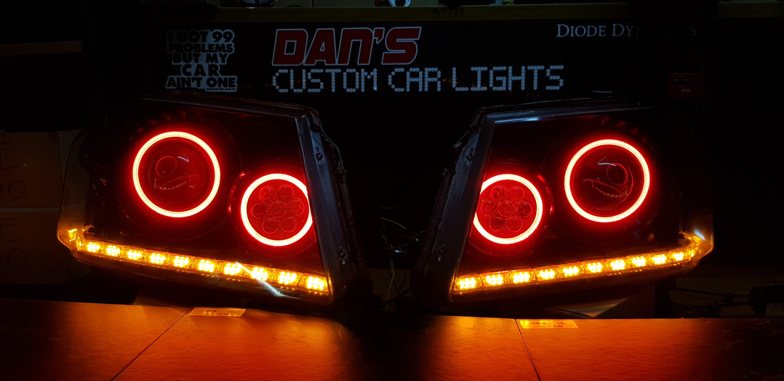 Holden RC Colorado Headlights with LED Devil Eyes Projectors, Multicoloured Halo Rings and DRL - Dan's Custom Car Lights
