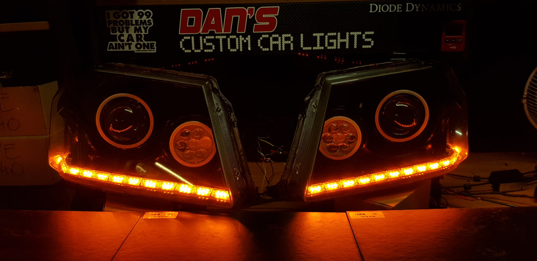 Holden RC Colorado Headlights with LED Devil Eyes Projectors, Multicoloured Halo Rings and DRL - Dan's Custom Car Lights