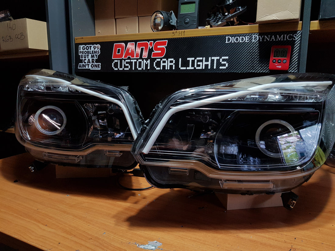 Holden RG Colorado LTZ Headlights with Switchback Halo Rings and Switchback DRL - Dan's Custom Car Lights