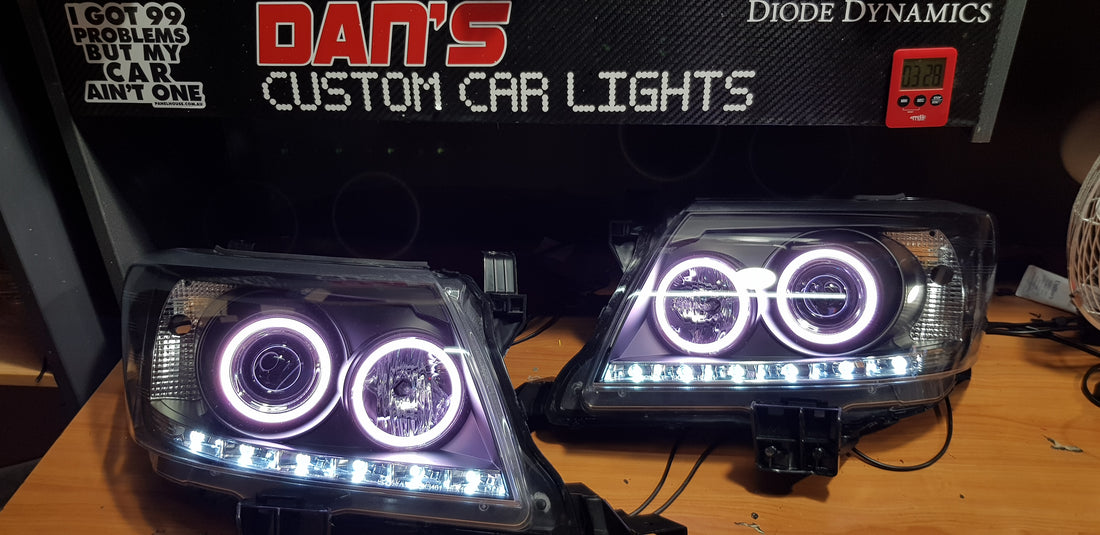 Toyota Hilux N70 2011-2015 DRL Headlights w/ Quad Multicolored Halo Rings - Dan's Custom Car Lights