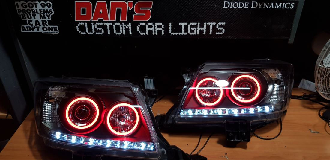 Toyota Hilux N70 2011-2015 DRL Headlights w/ Quad Multicolored Halo Rings - Dan's Custom Car Lights