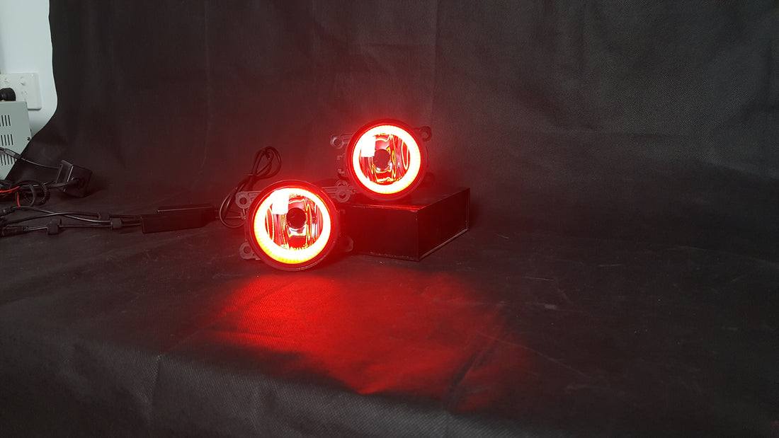 Universal 90mm Fog Lights with Multicolored LED Halo Rings - Dan's Custom Car Lights