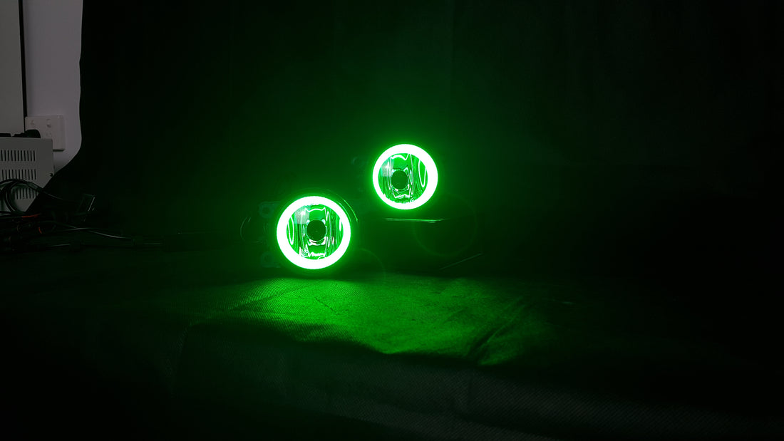 Universal 90mm Fog Lights with Multicolored LED Halo Rings - Dan's Custom Car Lights