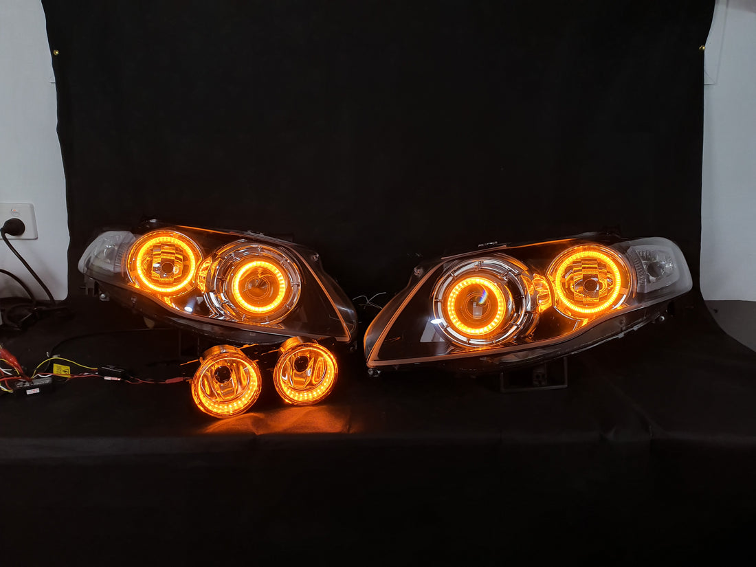 Universal 90mm Fog Lights with White/Amber Halo Rings - Dan's Custom Car Lights