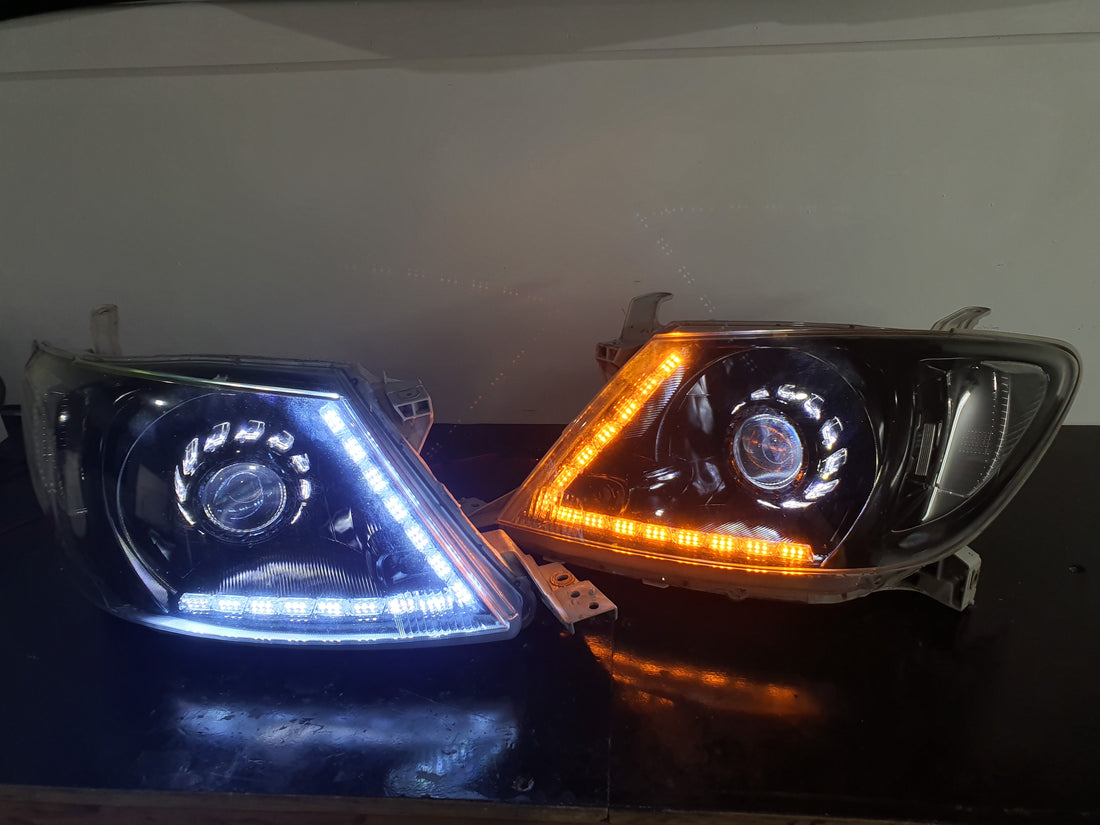 Toyota Hilux 2011-2015 with Turbine Shroud and DRLs - Dan's Custom Car Lights