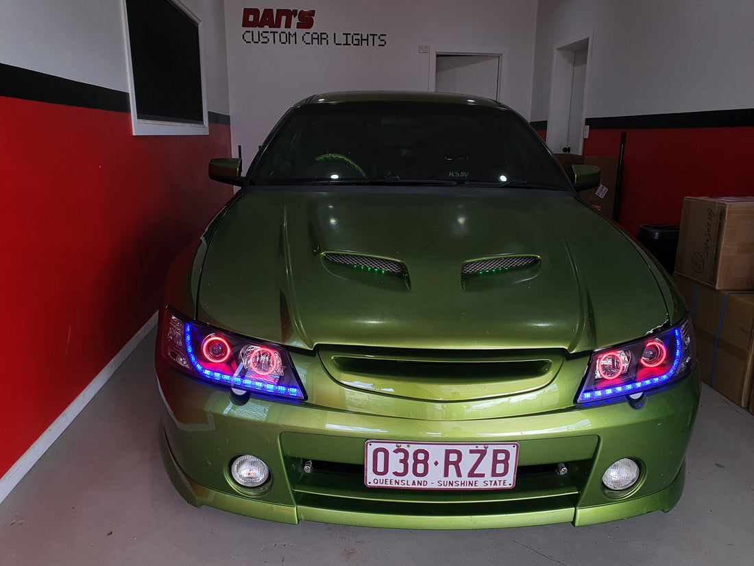 Holden VY Commodore with RGB DRLS and Halo Rings - Dan's Custom Car Lights