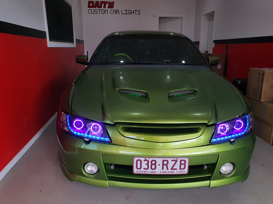 Holden VY Commodore with RGB DRLS and Halo Rings - Dan's Custom Car Lights