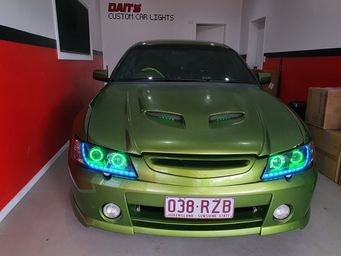 Holden VY Commodore with RGB DRLS and Halo Rings - Dan's Custom Car Lights