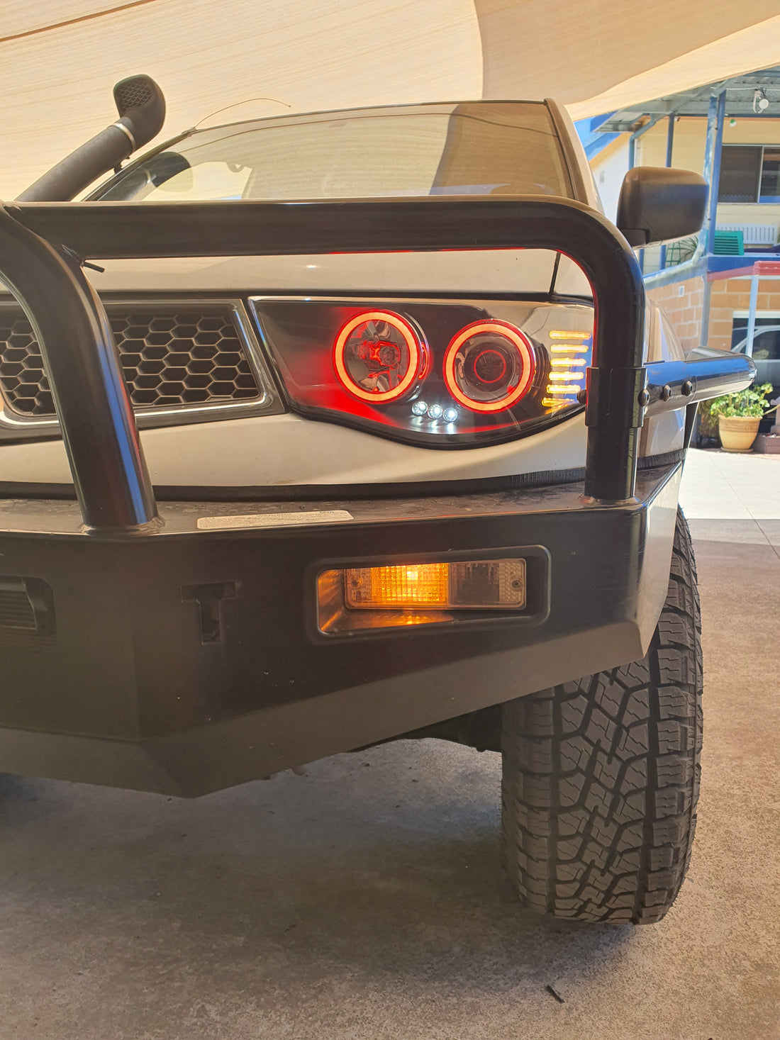 Mitsubishi Triton MN ML 2006-2015 Projector Black Headlights with Multicolored Halo Rings - Dan's Custom Car Lights