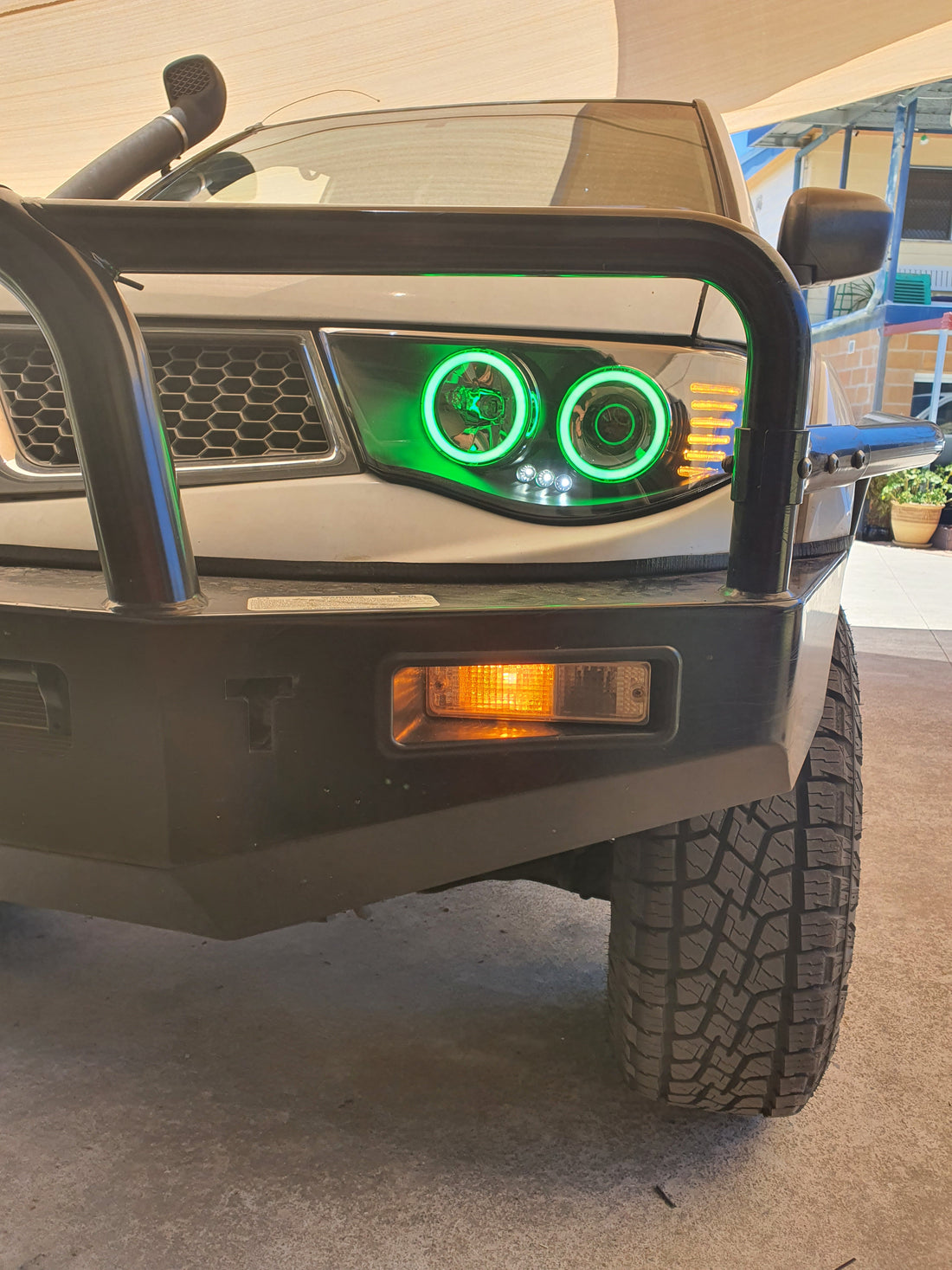 Mitsubishi Triton MN ML 2006-2015 Projector Black Headlights with Multicolored Halo Rings - Dan's Custom Car Lights
