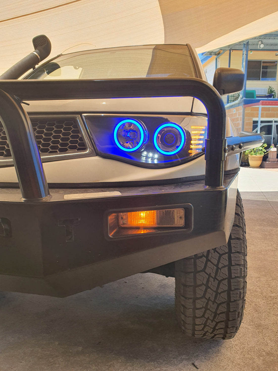 Mitsubishi Triton MN ML 2006-2015 Projector Black Headlights with Multicolored Halo Rings - Dan's Custom Car Lights