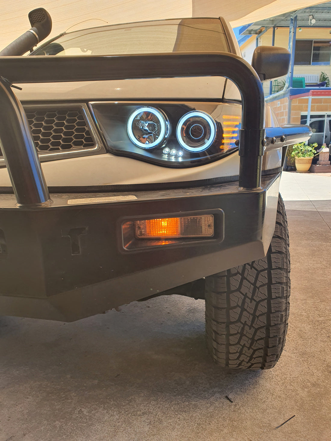 Mitsubishi Triton MN ML 2006-2015 Projector Black Headlights with Multicolored Halo Rings - Dan's Custom Car Lights