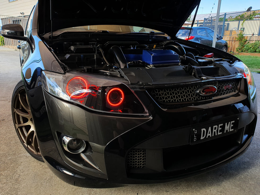 Ford Falcon FG MK2 G6E FPV XT Headlights with RGB Halo Rings - Dan's Custom Car Lights