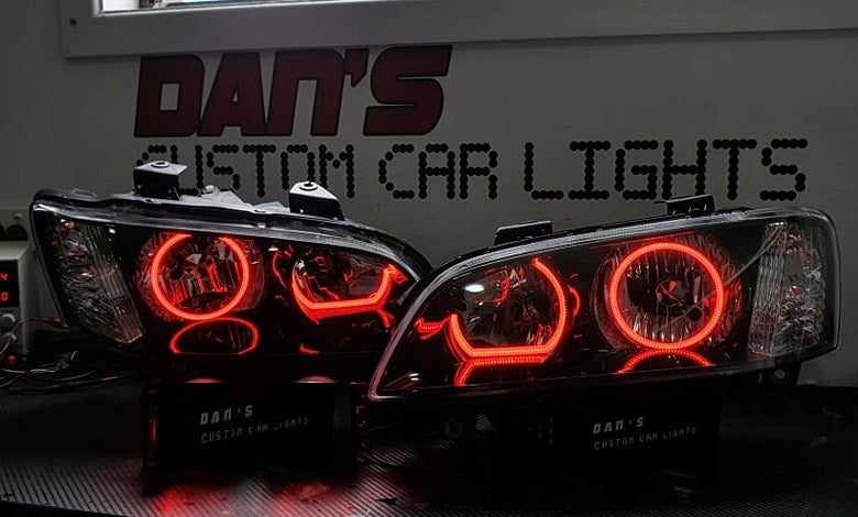 Holden VE Commodore S1 Non Projector Headlights with Multicoloured Halo Rings - Dan's Custom Car Lights