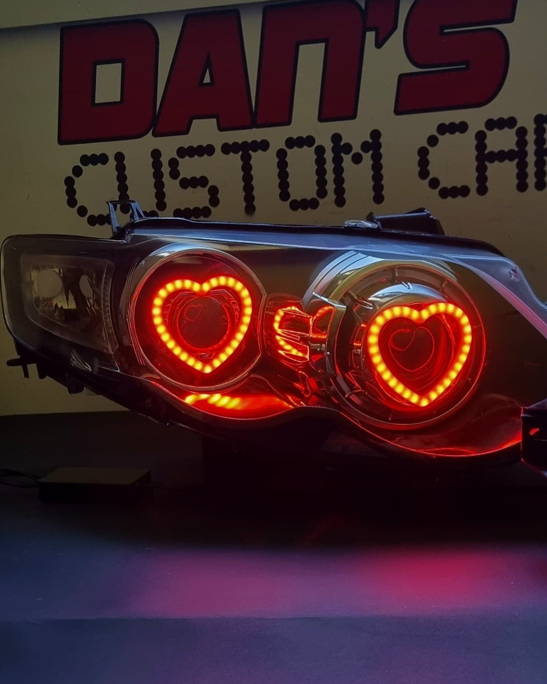 Ford FG Falcon XR6 XR8 MK2 Headlights with Projectors and Heart Chasing Halos - Dan's Custom Car Lights