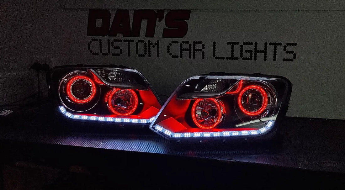 Volkswagen Amarok 2010-2022 Headlights with Switchback White/ Amber DRL & Multicoloured Halos - Dan's Custom Car Lights