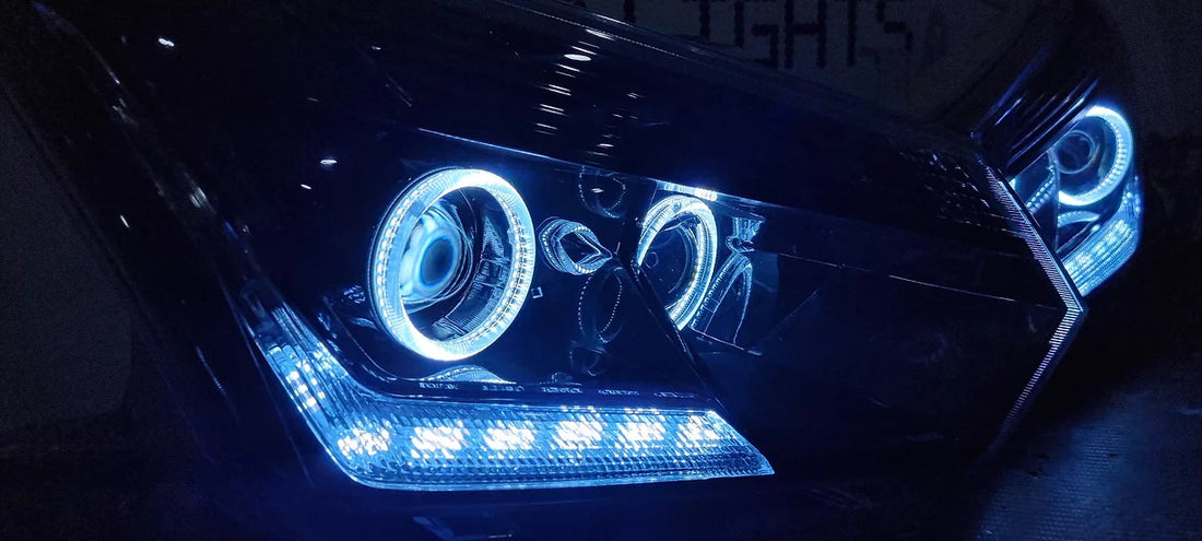 Isuzu DMAX 2016-2020 w/ Upgraded LED Low Beam and High Beam Projectors, Switchback White/Amber LED Halos, Sequential DRL, Full Blacking out - Dan's Custom Car Lights