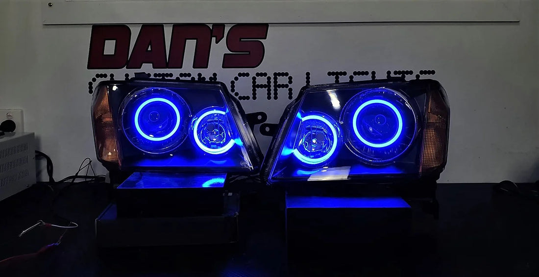 Holden RC Colorado Headlights with Bixenon Projectors & Multicolored Halo Rings - Dan's Custom Car Lights