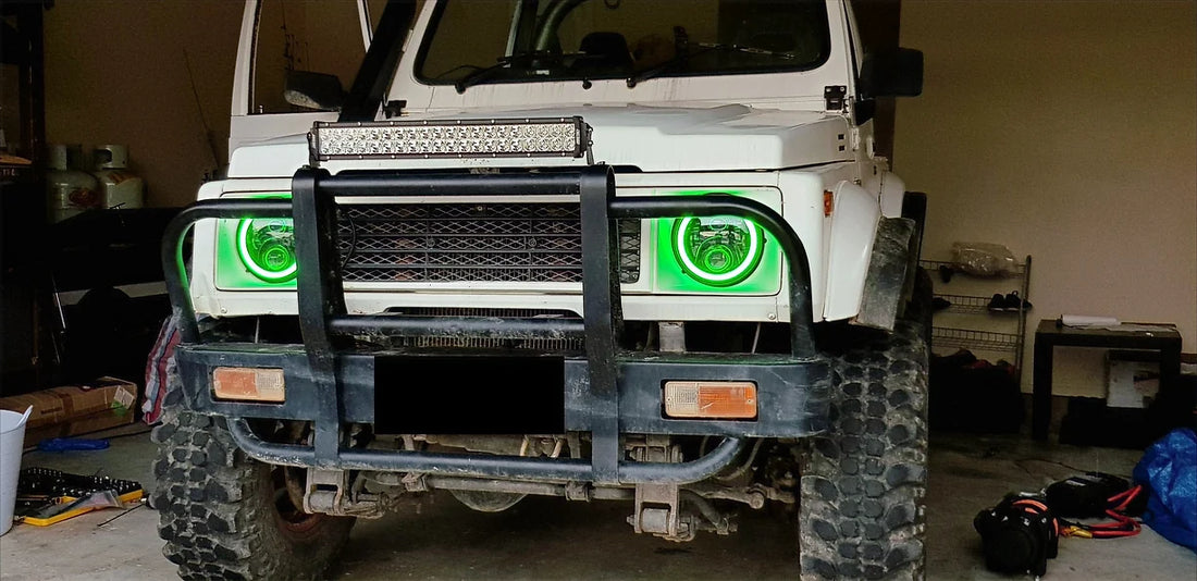 7" RGB LED Halo Rings Headlights App Controlled - Dan's Custom Car Lights