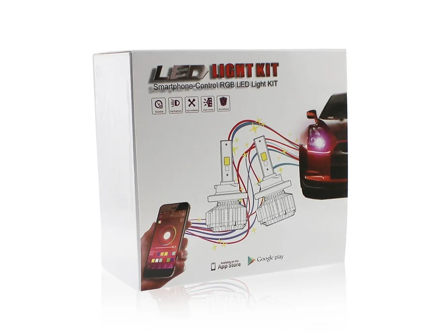 H11 LED RGB Multi Coloured Kit App Controlled - Dan's Custom Car Lights