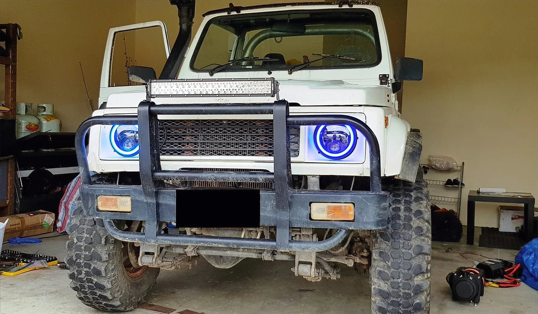 7" RGB LED Halo Rings Headlights App Controlled - Dan's Custom Car Lights