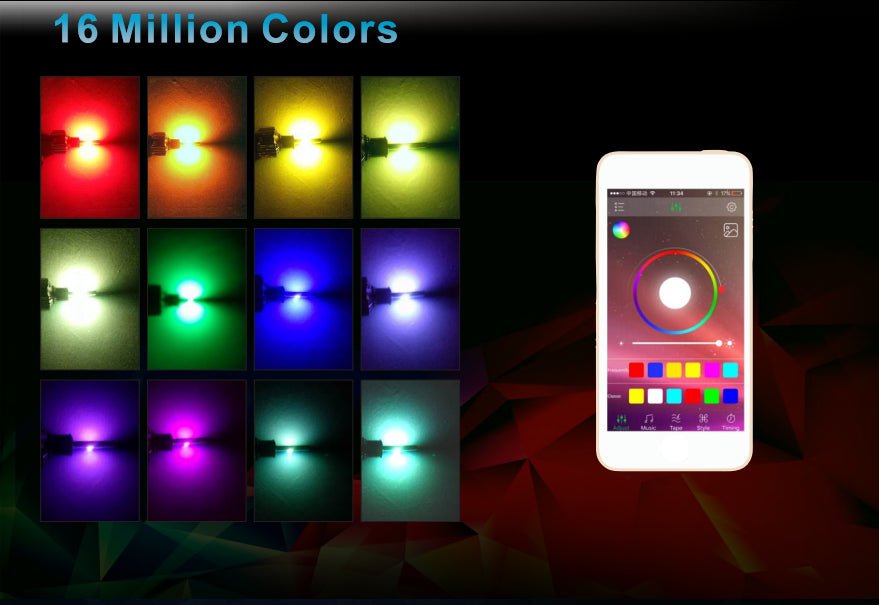 H11 LED RGB Multi Coloured Kit App Controlled - Dan's Custom Car Lights