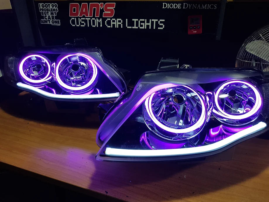 Ford FG MK1 G6/G6E FPV XT Quad RGB Halos & White DRL - Dan's Custom Car Lights