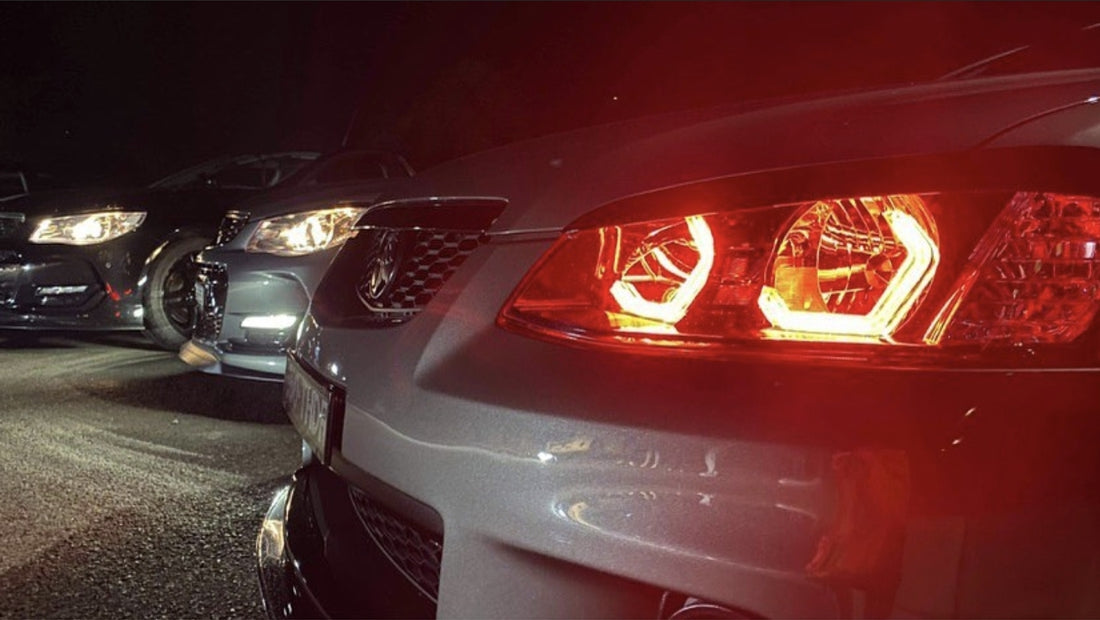 Holden VE Commodore S1 Non Projector Headlights with RGB HEX Halo Rings - Dan's Custom Car Lights