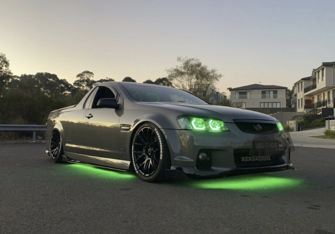 Holden VE Commodore S2 SS Headlights with RGB Hex Halo Rings - Dan's Custom Car Lights