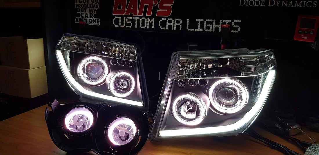 Nissan Navara D40 THAI Pathfinder with Quad Multicolored Halo Rings and DRL's - Dan's Custom Car Lights