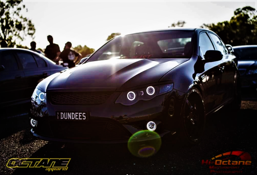 Ford Falcon XR6/XR8 Headlights Fully Blacked out, Quad Projectors, Multicolored Halo Rings and matching Fog Lights - Dan's Custom Car Lights