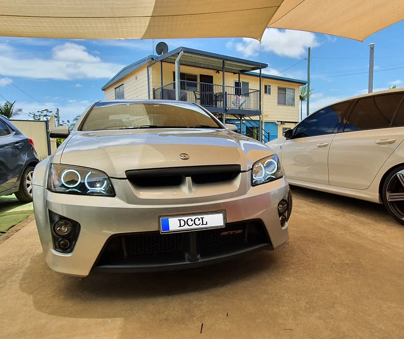 Holden VE Commodore S2 SSV Headlights with Quad "round and u" White/Amber Halos with Optical Cover - Dan's Custom Car Lights