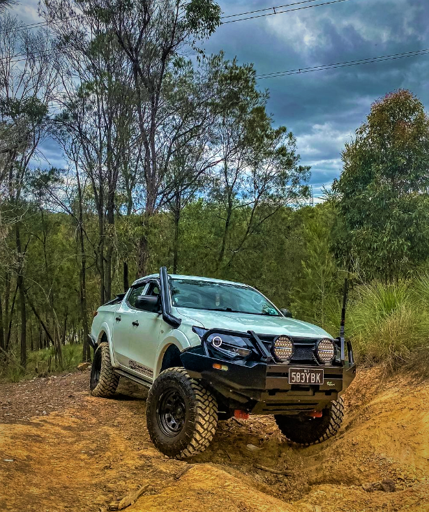 Mitsubishi Triton MQ 2015-2018 Headlights fitted with Bi Projectors,  Multicolored LED Halo rings, Blacked out - Dan's Custom Car Lights