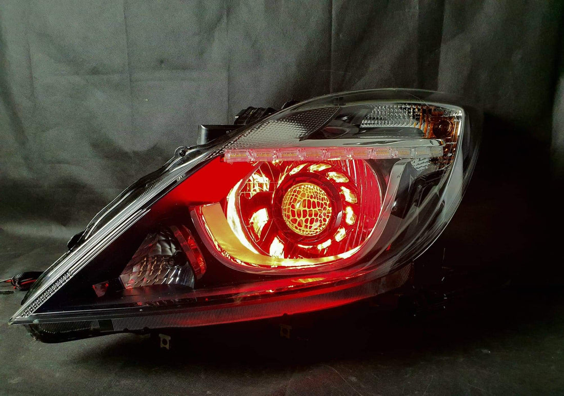 Mazda BT50 2016-2020 w/ Multicoloured Halorings, Turbine Shrouds, DRL and Projector Lens Etching (Honeycomb Logo) - Dan's Custom Car Lights
