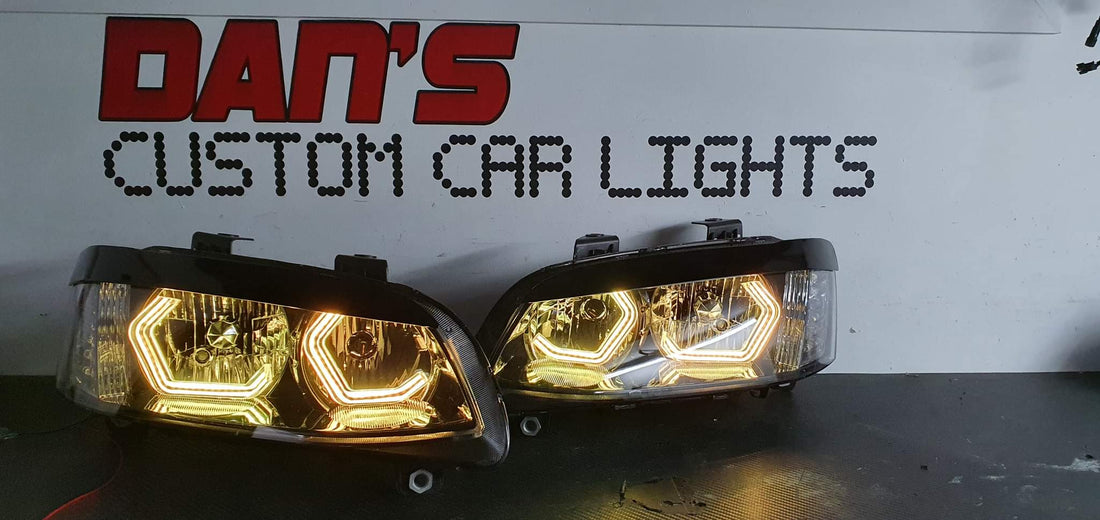 Holden VE Commodore S1 Non Projector Headlights with RGB HEX Halo Rings - Dan's Custom Car Lights