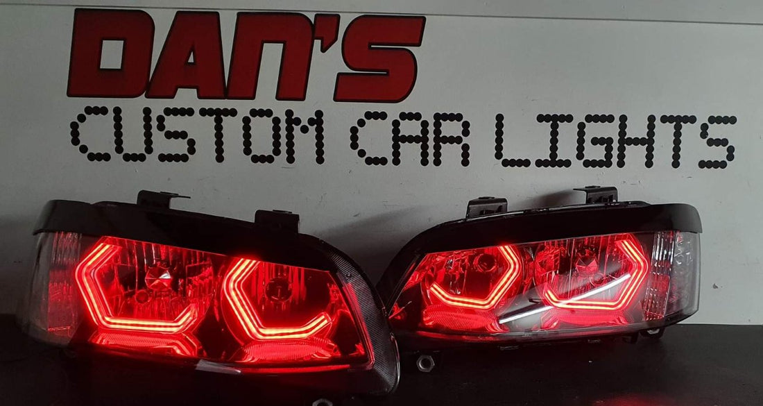 Holden VE Commodore S1 Non Projector Headlights with RGB HEX Halo Rings - Dan's Custom Car Lights